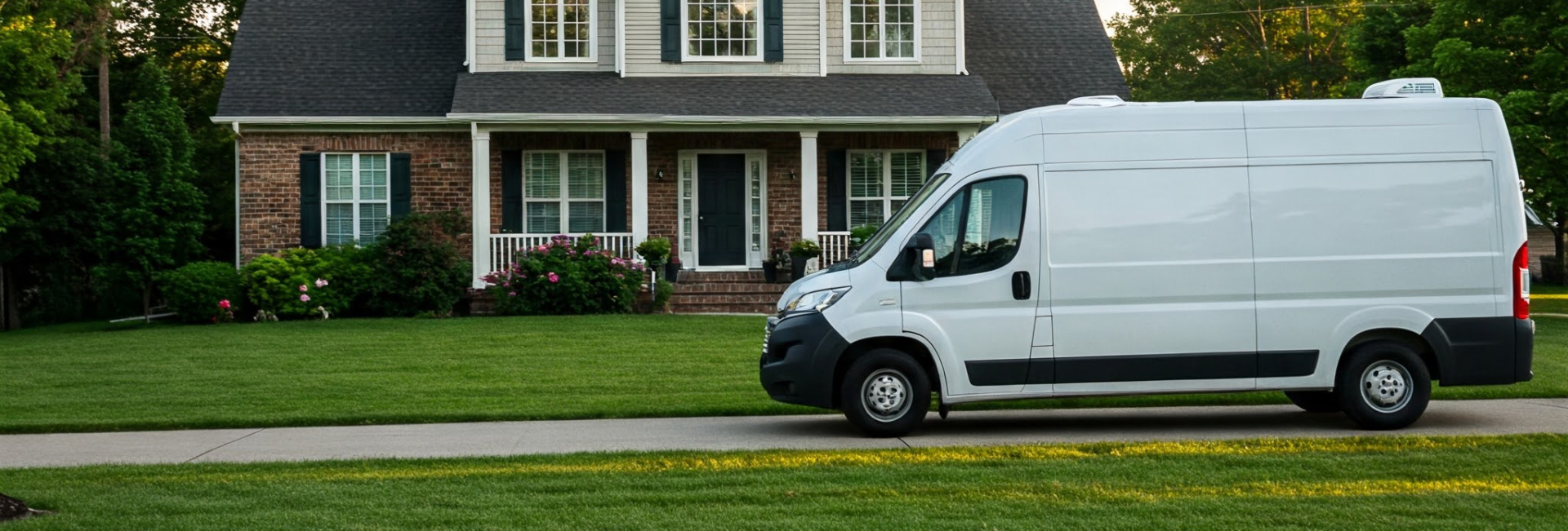 Delivery Van In Front Of House 1920X650